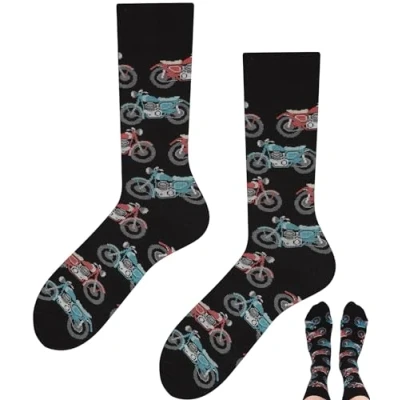 Imagen de TODO Colours Divertidos Calcetines con diseño Multicolor, colorido, loco para la alegría de vivir, moto, 35 38