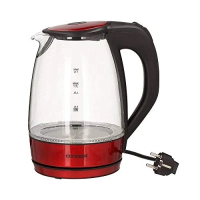 Imagen de Concept Electrodomésticos RK4030re Hervidor de Agua Acero Inoxidable, 1,7 L, 2200 W, Gris y Vidrio