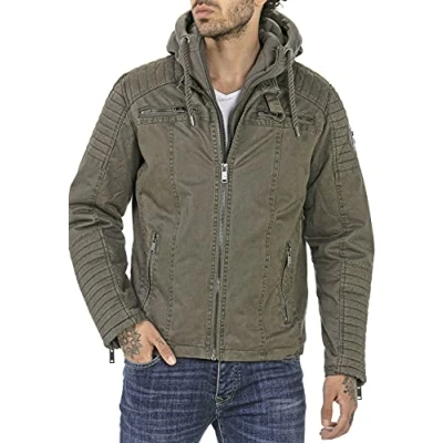 Imagen de RED BRIDGE Chaqueta de invierno para hombre acolchada con capucha desmontable Verde XL