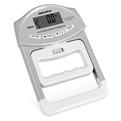 Imagen de Dinamómetro de Mano Digital Medidor Fuerza Agarre automático, probador Poder electrónico 90 kg, Gris