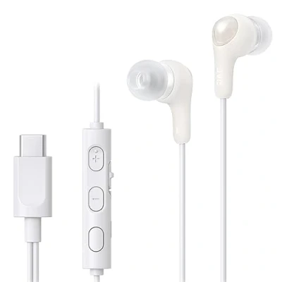 Imagen de Auriculares de botón JVC HA FR9UC, 3 botones, Cable 1.2 m, USB C, Micrófono integrado, Blanco