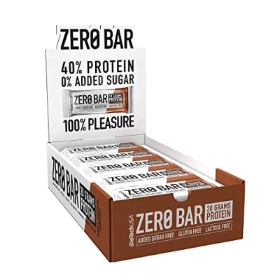 Imagen de BioTechUSA Zero Bar Protein Snack Bajo en Azúcar y Sin Lactosa Textura Crujiente Deliciosos Sabores Ideal para Dietas Entrenamientos, 20 * 50 g, Doble chocolate