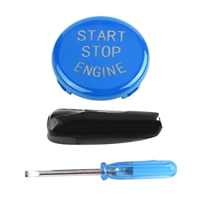 Imagen de Cubierta del botón interruptor de paro arranque motor automóvil para Chasis 3 series / 5 (azul)