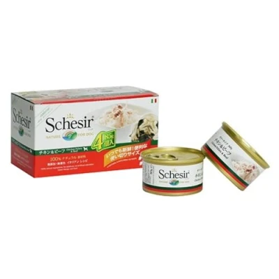 Imagen de Schesir Filete de Pollo para Perros con Carne Res, Comida húmeda Perros, 6 x 4 latas 85 g