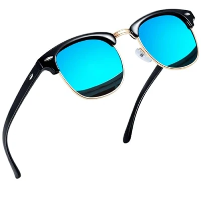 Imagen de Joopin Espejo Azul Gafas de Sol Polarizadas Unisex para Hombres y Mujeres Protección UV400 Cuadradas Retro Conducir Playa Viajar Sunglasses Women Men Oculos