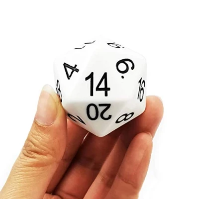 Imagen de Bescon Jumbo D20 38MM, Big Size 20 Sides Dice Solid White, Faces Cube 1.5 Inch