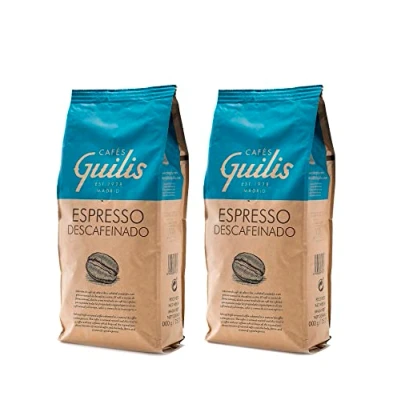 Imagen de CAFES GUILIS DESDE 1928 AMANTES DEL CAFE Café Descafeinado Grano Arábica Tueste Natural Sabor Aroma Espresso 2 kg