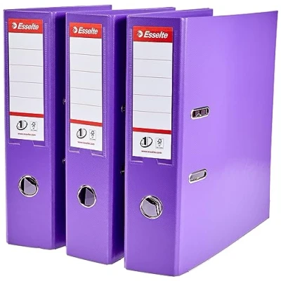 Imagen de Esselte Clasificador Archivador de anillas con palanca (75 mm, paquete 3), color morado