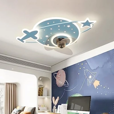 Imagen de ATEEZ Infantil Silencioso Ventilador de Techo con Luz y Mando 6 Velocidades Moderna Lampara Dimmable Reversible Temporizado Ventiladores para Dormitorio Comedor Blue