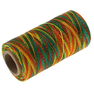 Imagen de Hilo encerado plano 150D de 1 mm color arcoíris para costura cuero