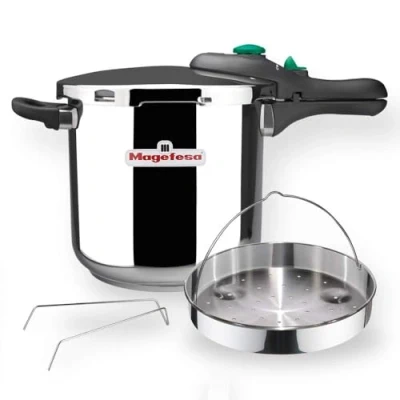 Imagen de MAGEFESA DYNAMIC Olla a presión super rápida de fácil uso, acero inoxidable 18/10, apta para todo tipo cocinas, incluido inducción. Pack exclusivo Olla+Cestillo (7,5 LITROS)