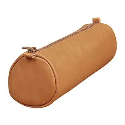 Imagen de Clairefontaine 77019C Une trousse ronde Age Bag en véritable cuir d&#039;agneau 18,5 cm x 4 de diamètre, Noir