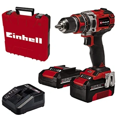 Imagen de Einhell Taladro percutor con batería TE CD 18/50 Li i BL (2+4Ah) Power X Change (18V, 50 Nm, motor sin escobillas, incl.1 de 2,0Ah y 4,0 Ah cargador rápido)
