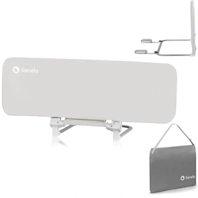 Imagen de lionelo Lora Barrera portátil para Cama de bebé 45 x 105 cm inclinación Ajustable hasta 180, Plegable bebé, Mecanismo Bloqueo StandSafe (Beige)