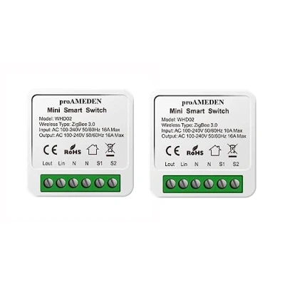 Imagen de proAMEDEN Interruptor inteligente ZigBee 3.0 de 16A, MINI Smart Switch Wifi, Módulo interruptor, Compatible con Alexa y Google Home Assistant .(ZigBee, 2/un)