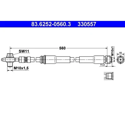 Imagen de ATE 83.6252 0560.3 Latiguillos de Freno 560 M10x1 AUDI: A3 Hatchback