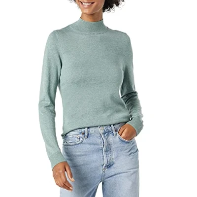 Imagen de Amazon Essentials Sudadera ligera con cuello en pico (disponible tallas grandes) Mujer, Verde Salvia Mezcla, S