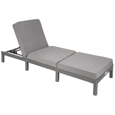 Imagen de TecTake® Tumbona Jardín Exterior de Ratán y Acero con Cojines, Piscina Respaldo Regulable en 6 Posiciones, Playa Estable Resistente a Intemperie, Fácil Limpieza Gris