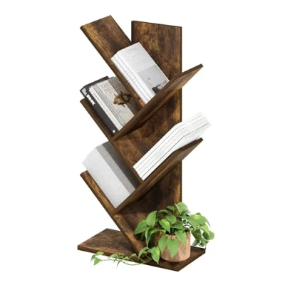 Imagen de Furinno Tree Biblioteca de Árboles a Pie 5 Niveles, Pino Ámbar