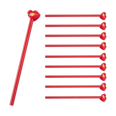 Imagen de WPRO Juego de 10 lápices con goma borrar, rana, oso, corazón, fútbol, diseño animales dibujos animados, niños, cumpleaños, regalo para niños y niñas
