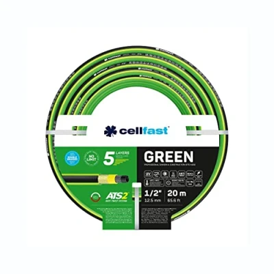 Imagen de cellfast Manguera de jardín Green ATS2, Duradera, Flexible 5 Capas Resistente a los Rayos UV y Las Algas, sin Metales Pesados, 30 Bar, 20/60 C 1/2 Pulgadas, 20 m