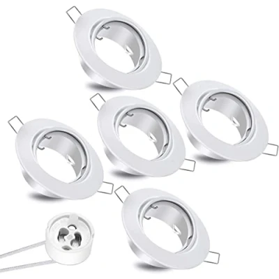 Imagen de EXTRASTAR Marco para Focos Empotrados, Aro Bombillas GU10, Foco Empotrable Downlight, Incluye Casquillos, Blanco, 5Pcs