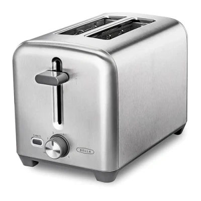 Imagen de BELLA Tostador para 2 rebanadas con ranuras extragrandes y bandeja recogemigas 6 niveles de tostado, apagado automático función recalentamiento Tuesta pan, bagels gofres