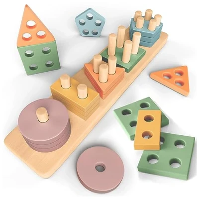 Imagen de Juguetes Montessori de Apilamiento y Selección 1 2 3 años Juguete para Actividades Desarrollo Madera Colores Pastel Juego los Más Peques año