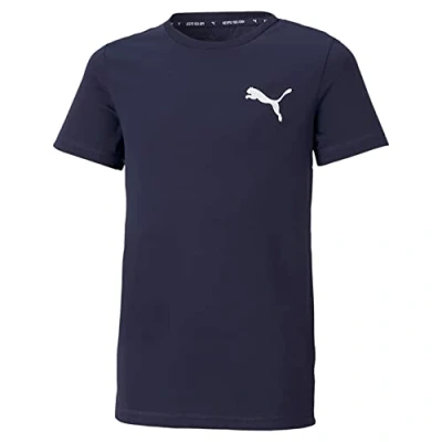 Imagen de Puma Active Small LOGO TEE Unisex Camiseta deportiva para niños, Talla: 116, Peacoat