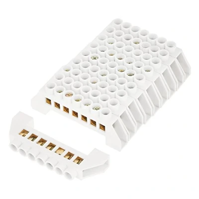 Imagen de 10Pcs Bloques de Terminales, 7 Orificios Diseño Puente Cable distribución eléctrica Tornillo Conectores Bloque terminales latón para Electrodomésticos Circuitos Máquinas
