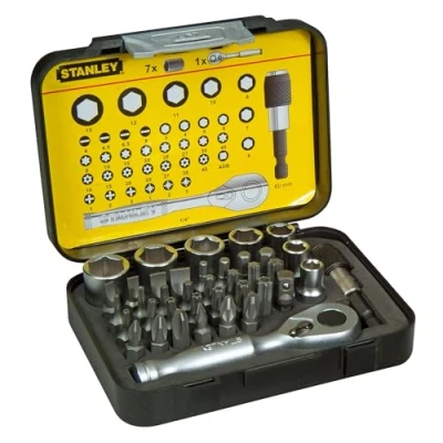 Imagen de STANLEY 1 13 906 Juego 39 piezas, incluye puntas 1/4&#039;&#039;, llaves de vaso y mini llave con carraca 1/4&#039;&#039;