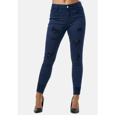 Imagen de Elara Vaqueros Mujer Cintura Alta Destroyed Chunkyrayan MEL0275 1 Navy 48 (4XL)