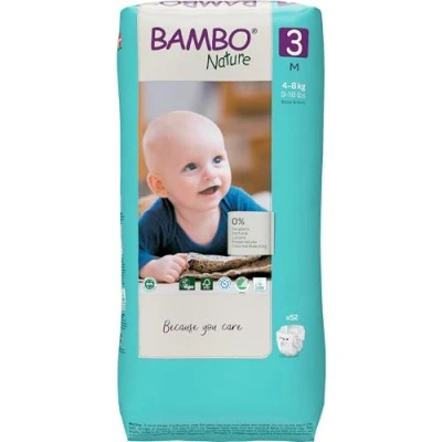 Imagen de Bambo Pañales Ecologicos Deshechables Midi T3 5M, Multicolor, Tall Pack of 52 Nappies