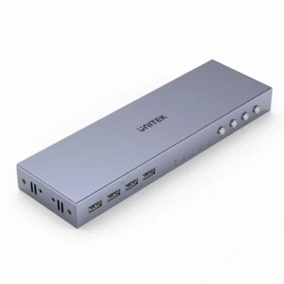 Imagen de UNITEK HDMI KVM Conmutador 4 en 1 Salida Comparte Monitor y Puertos USB Dispositivos Soporta Resolución de hasta 4K@60Hz HDCP 2.2 Transmisión Señal EDID Plata