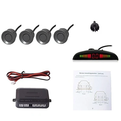 Imagen de Cocar Coche Auto Vehículo Visual Reserva Radar Sistema con 4 Estacionamiento Sensores + Distancia Info Vídeo Salida Sonido Advertencia (Gris Color)