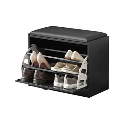 Imagen de SoBuy Banco Zapatero con 1 Solapas de almacenamianto cojín Acolchado Asiento 60 x 30 47 cm FSR16 SCH ES