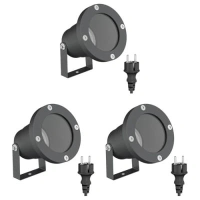 Imagen de ledscom.de 3 focos de jardín DUK para exteriores, IP65, enchufe, antracita, 1x GU10 máx. 15W