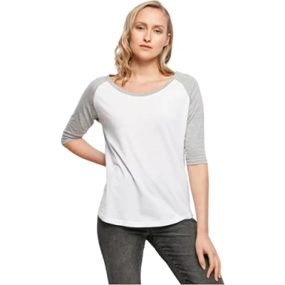 Imagen de Build Your Brand BY022 Ladies 3/4 Contrast Raglan tee T Shirt, White/h.Grey, XS Women&#039;s