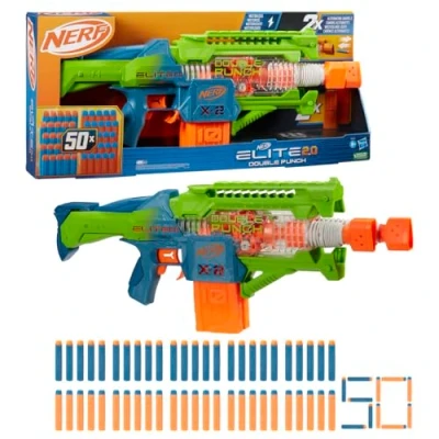 Imagen de Nerf Elite 2.0 Lanzador Double Punch motorizado 50 Dardos 2 Clips de 10 A Partir 8 años