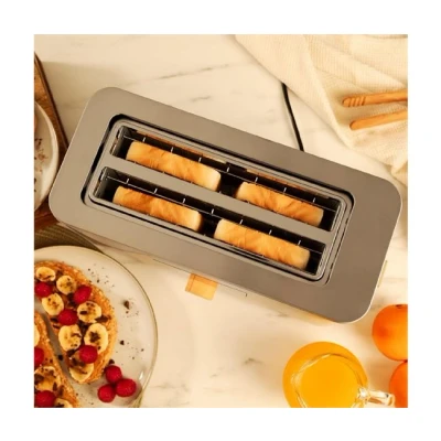 Imagen de Tostadora Cecotec Touch&amp;Toast Extra Double, 1500 W, 2 ranuras, 4 rebanadas, 7 niveles, Pantalla táctil, Inox
