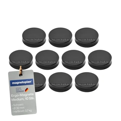 Imagen de Imanes Ergo medianos de 30 mm x 8 mm, 10 unidades, color negro