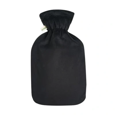 Imagen de Bolsa de agua caliente con cubierta vellón cremallera forro extra TÜV Rheinland probado (Negro)