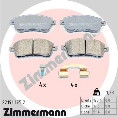 Imagen de ZIMMERMANN 22191.175.2 Juego de pastillas freno con tornillos Foto correspondiente a la entrega, placa deslizante FORD: KA+ Hatchback