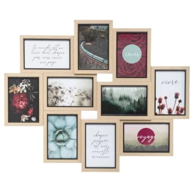Imagen de ATMOSPHERA CREATEUR D&#039;INTERIEUR Collage Kyle 10 fotos en panel de madera MDF, Beige