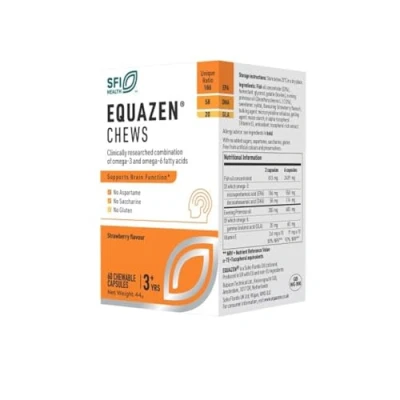 Imagen de Vitae EQUAZEN Chews (EyeQ) 60 cápsulas masticables Fórmula única de Omega 3 y 6 Alto poder nutricional (EPA, DHA GLA) Desarrollo cognitivo Sabor fresa
