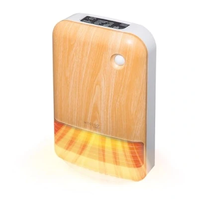 Imagen de Iris Ohyama, Calefactor ceramico pequeño / Radiador portátil, Alcance 90cm, 1500W, Detector de movimiento para el ahorro, Temporizador, Cuarto baño, salón JCH 15TD4 Madera clara