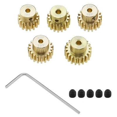 Imagen de ECSiNG Juego de 5 Engranajes Motor piñón 32DP 3.175 mm 16T 17T 18T 19T 20T para Coche 1/10 RC 3650 540 550 Piezas Repuesto Eje sin escobillas