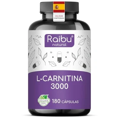 Imagen de L Carnitina 3000mg 180 Cápsulas de Alta Dosis con Vitamina C Aumento Energía y resistencia Tartrato Puro Natural, Testado en Laboratorio Vegano