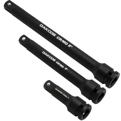 Imagen de DAKCOS 1/2&quot; Juego de 3 barras extensión para controlador impacto Alargadores Llave Vaso, Cr Mo