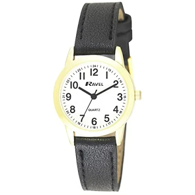 Imagen de Ravel Reloj de Cuarzo Uso Diario para Mujer con Contador Minutos Punteado Analógico R0132.22.1 Negro/Color Dorado